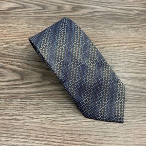 Lanes Brown, Blue & Tan Check Stripe Tie